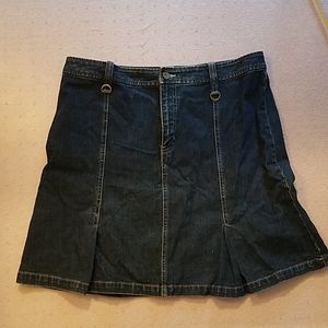 Blue Denim Jean Skirt with Kickpleats. Size 14